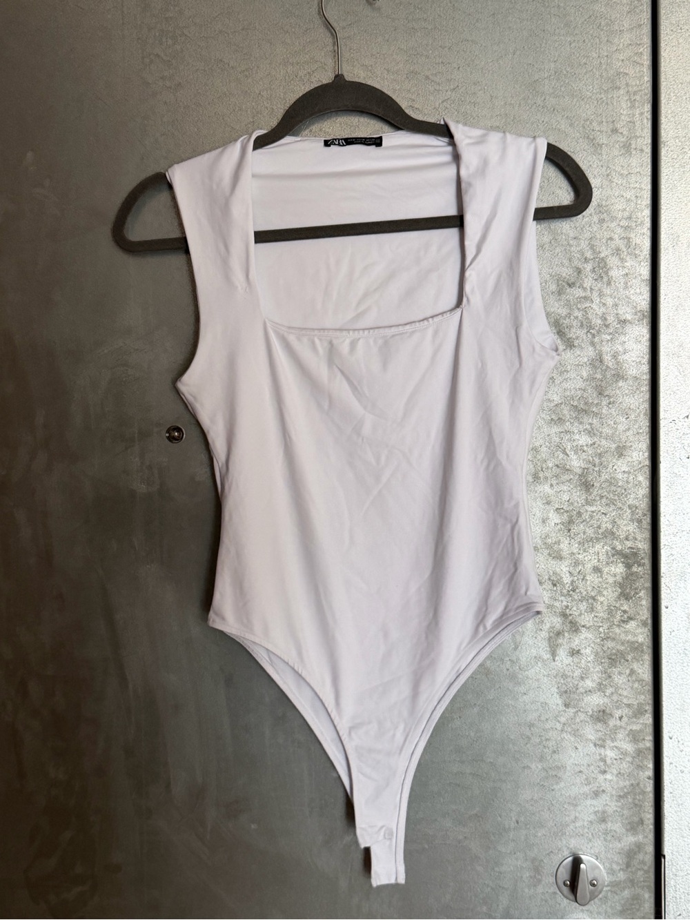 Zara White Sleeveless Square-Neck Bodysuit